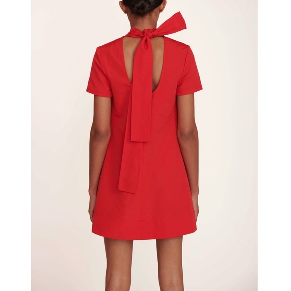 NWT Staud Mini Ilana Dress in Poinsettia Red Grosgrain - Picture 2 of 7